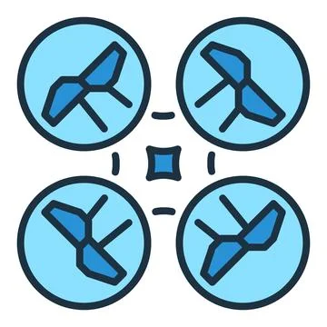Quadrotor vector Quadcopter concept colored thin line icon Stock Illustration