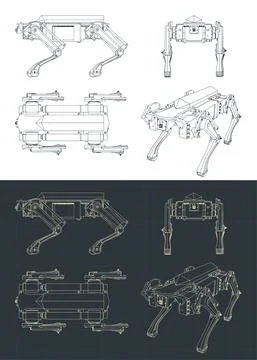 Quadruped robot blueprints Stock Illustration