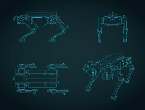 Quadruped robot blueprints Stock Illustration