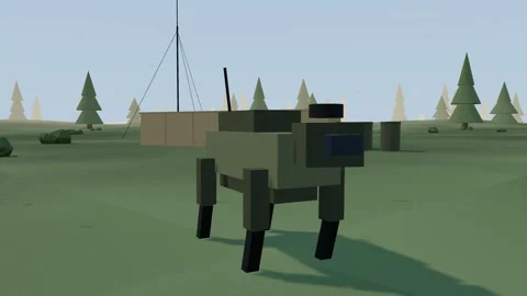 Quadruped robot standing scan forest clearing 動画素材 341388364