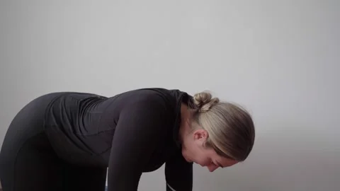 Quadruped Scapular Push-Ups for Shoulder Stability in Simple Indoor Room Stock Footage 340544784