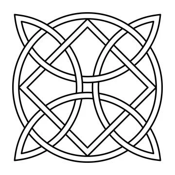 Quadruple Celtic knot, interlaced with diamond and circle イラスト素材