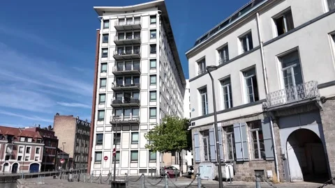 Quai du Wault historic basin in Old Lille France Stock-Footage 344586973