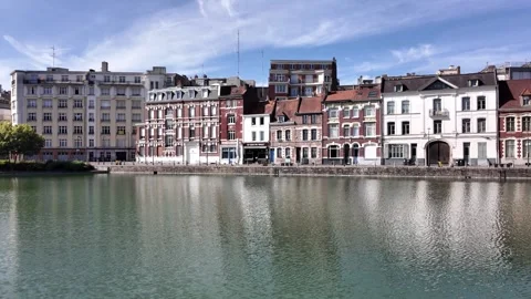 Quai du Wault historic basin in Old Lille France Stock-Footage 344587149