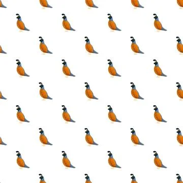 Quail birds repeating seamless pattern on white background Stock Illustration