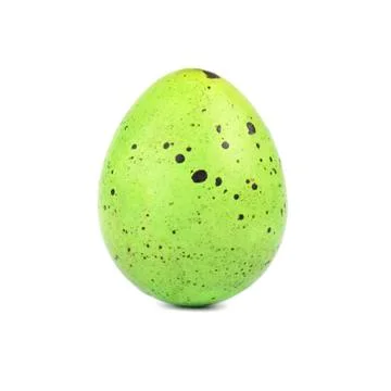 Quail easter egg green color, isolated on white background. Easter concept Foto stock