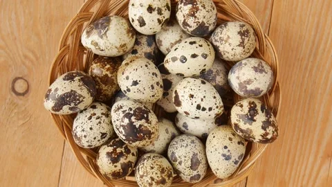 Quail eggs in a basket. Stock Footage 233237851