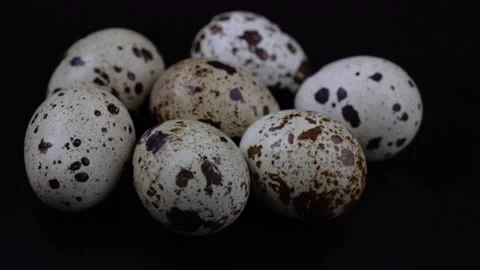 Quail eggs on a black background. Stock Footage 150827994