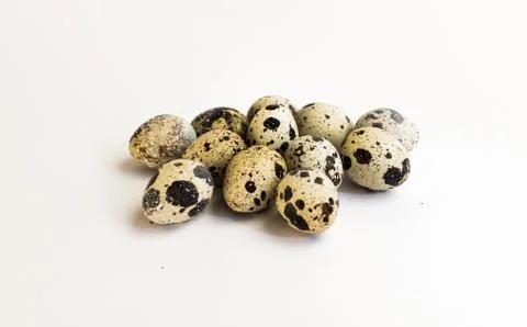 Quail eggs on a light background Stock Photos