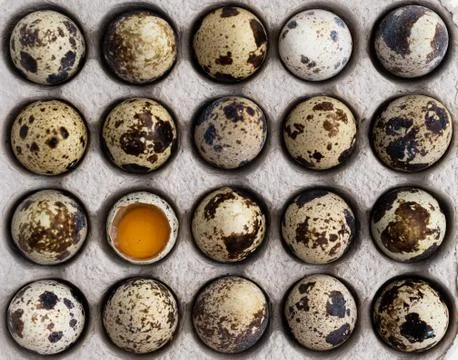 Quail eggs per pack Stock Photos