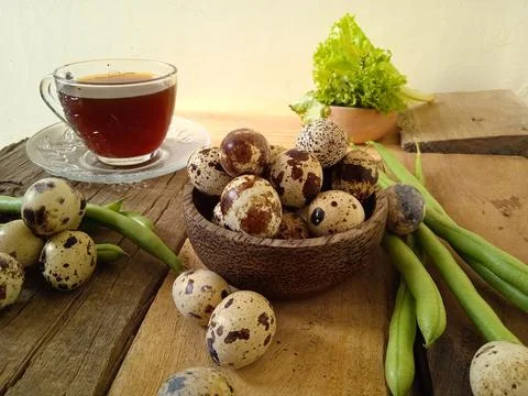 Quail eggs Stockfoto's