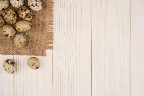 Quail eggs on the table Stock Photos