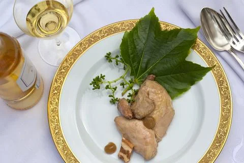Quail with grapes Stock Photos