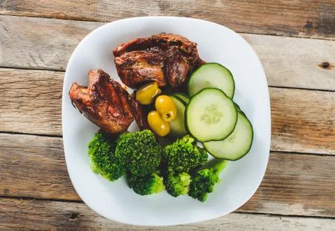 Quail meat with broccoli Foto stock