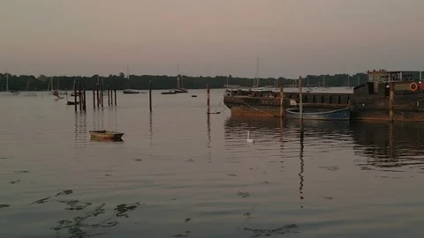 Quaint hamlet of Pin Mill on the river Orwell Stock Footage 203978954