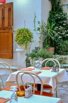 Quaint Outdoor Restaurant Setting Stock Photos
