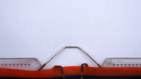 Qualifications - word printed on an old typewriter in red letters, close up. Stock Footage 126644253