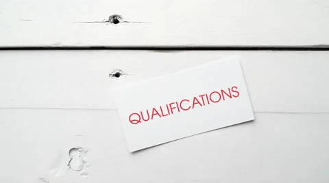 Qualifications written on a card. Business concepts. Stock Footage 66233553