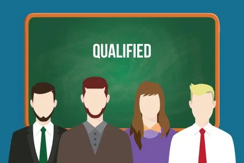 Qualified candidates illustration vector with white text on green board Stock Illustration