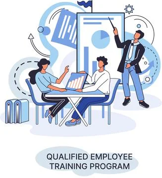 Qualified employee training program. Refresher course. Help in professional 스톡 일러스트