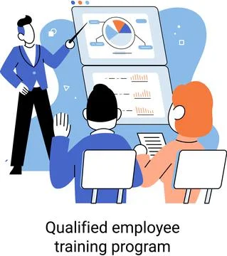 Qualified employee training program. Refresher course. Help in professional Stockillustratie