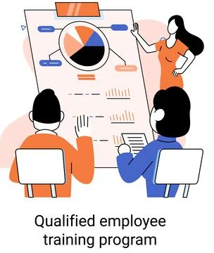 Qualified employee training program. Refresher course. Help in professional 스톡 일러스트