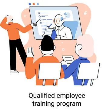Qualified employee training program. Refresher course. Help in professional 스톡 일러스트