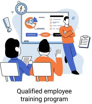 Qualified employee training program. Refresher course. Help in professional 스톡 일러스트