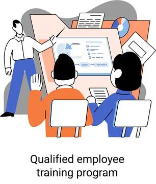 Qualified employee training program. Refresher course. Help in professional Stock Illustration