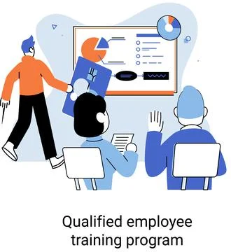 Qualified employee training program. Refresher course. Help in professional Stock Illustration