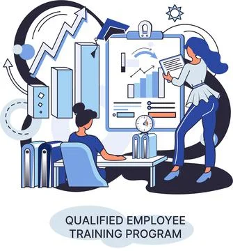 Qualified employee training program. Refresher course. Help in professional Stockillustratie