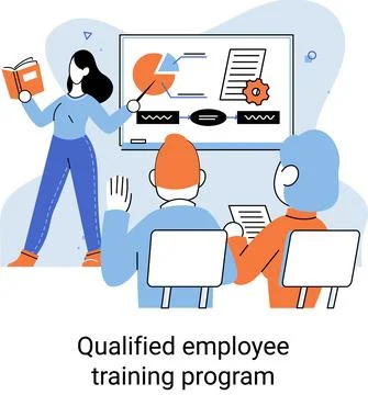 Qualified employee training program. Refresher course. Help in professional Stock Illustration
