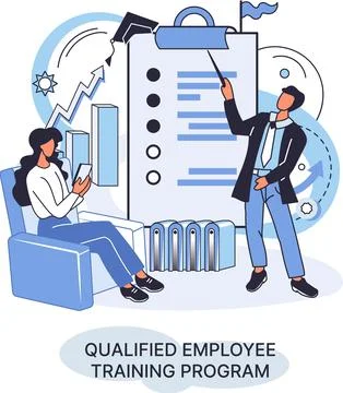 Qualified employee training program. Refresher course. Help in professional Stockillustratie