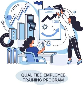 Qualified employee training program. Refresher course. Help in professional Stockillustratie