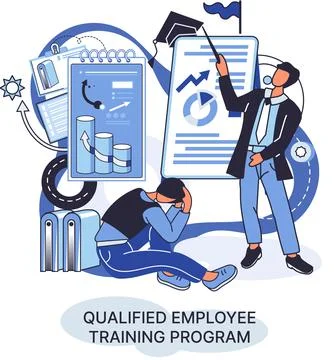 Qualified employee training program. Refresher course. Help in professional Stockillustratie