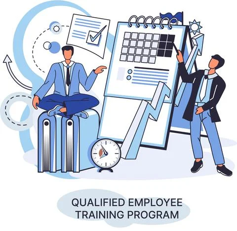 Qualified employee training program. Refresher course. Help in professional Stockillustratie