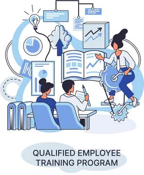 Qualified employee training program. Refresher course. Help in professional Stockillustratie
