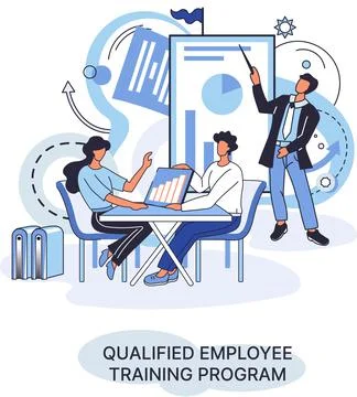 Qualified employee training program. Refresher course. Help in professional Stock Illustration