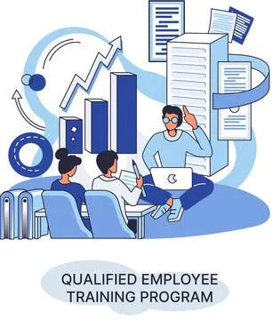 Qualified employee training program. Refresher course. Help in professional Stockillustratie