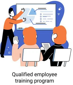 Qualified employee training program. Refresher course. Help in professional Stock Illustration