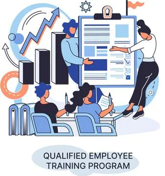 Qualified employee training program. Refresher course. Help in professional Stockillustratie