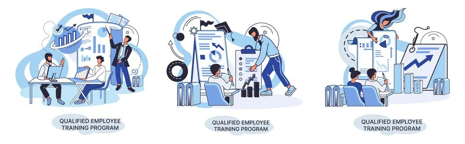 Qualified employee training program. Refresher course. Help in professional イラスト素材