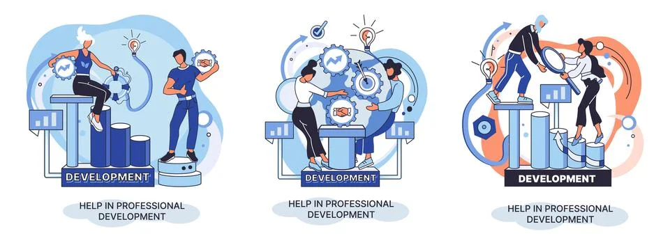 Qualified employee training program. Refresher course. Help in professional イラスト素材