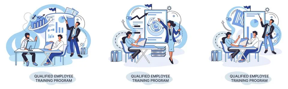 Qualified employee training program. Refresher course. Help in professional イラスト素材