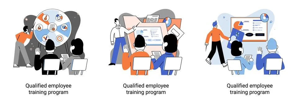 Qualified employee training program. Refresher course. Help in professional 스톡 일러스트