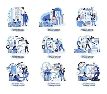 Qualified employee training program. Refresher course. Help in professional Stockillustratie