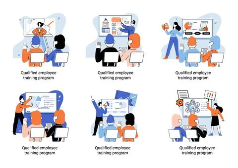 Qualified employee training program. Refresher course. Help in professional イラスト素材