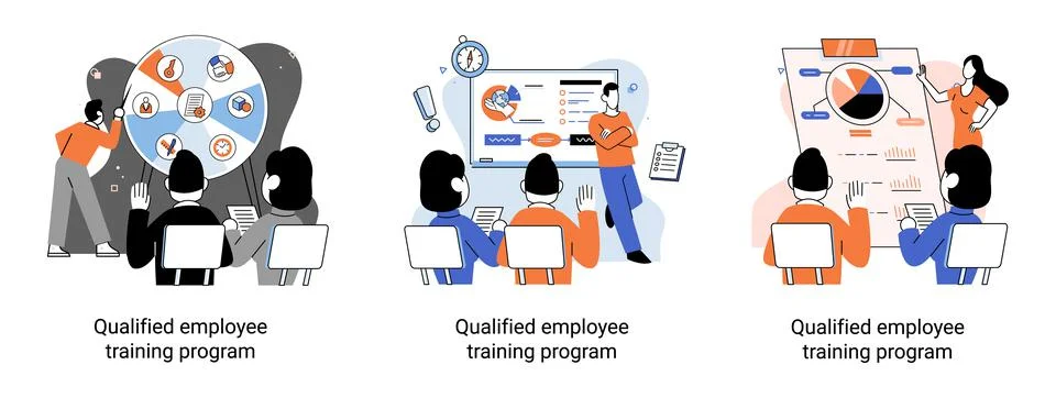 Qualified employee training program. Refresher course. Help in professional Stockillustratie