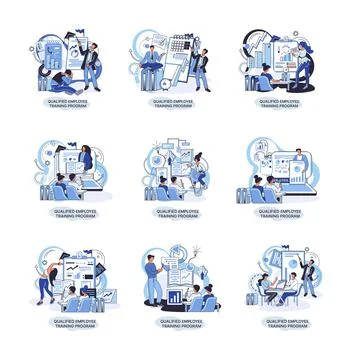 Qualified employee training program. Refresher course. Help in professional Stockillustratie