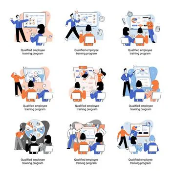 Qualified employee training program. Refresher course. Help in professional イラスト素材